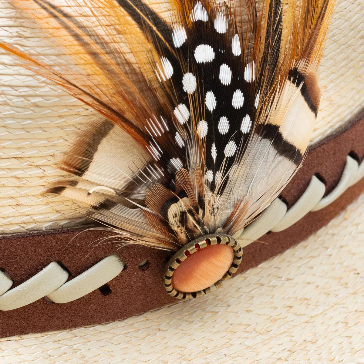 Charlie 1 Horse | Road Runner Palm Straw Outback Hat | 101679 | detailone | TOASTED
