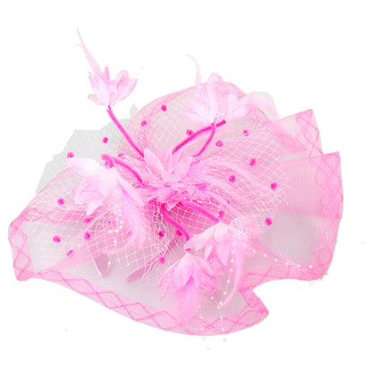 Sophia | Floral Feathered Mesh Fascinator Hat | 122906 | lead | PINK