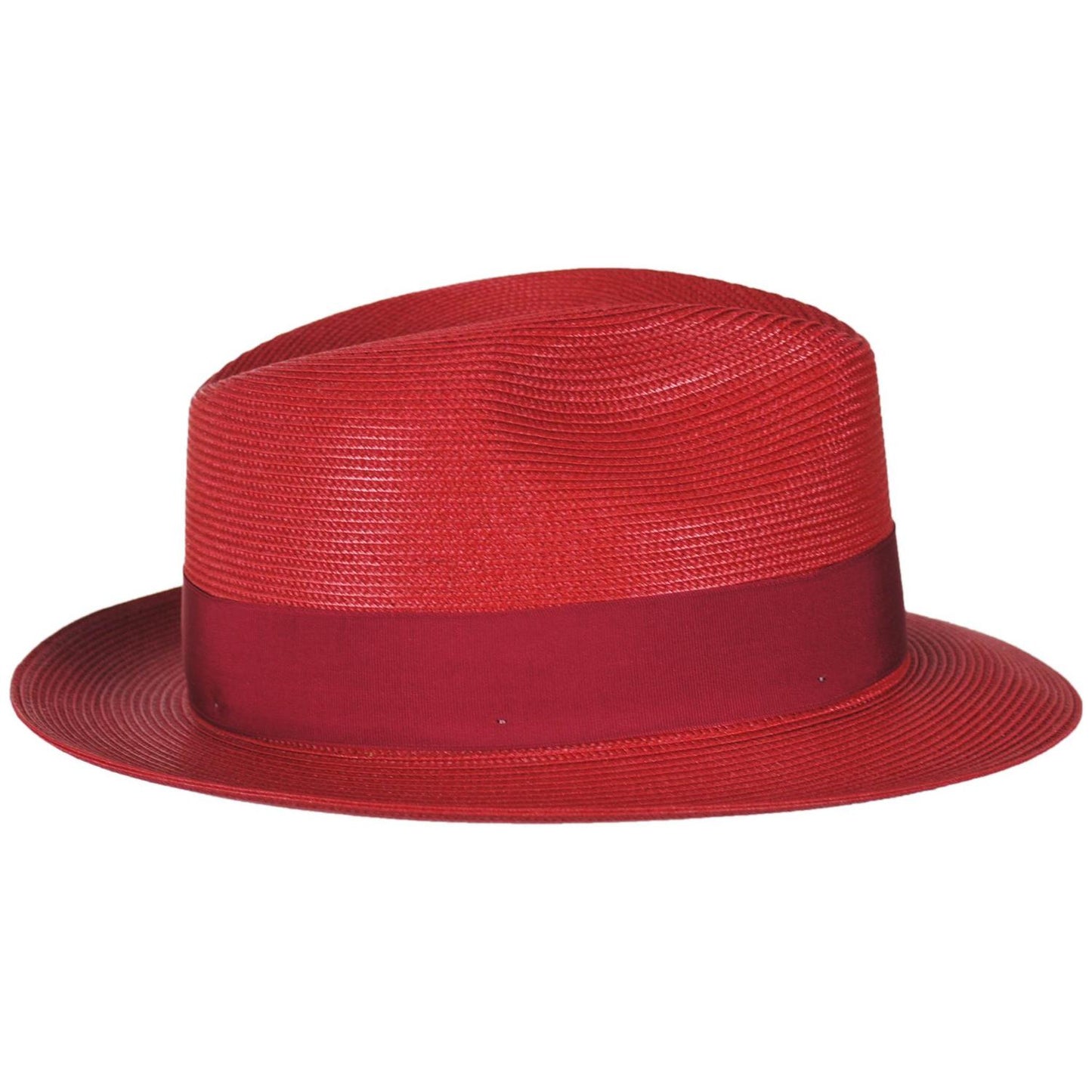 Stetson | Rosebud Florentine Milan Poly Straw Fedora Hat | 127073 | profiletwo | RED