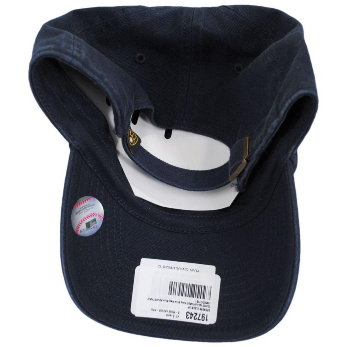 47 Brand | Milwaukee Brewers MLB Clean Up Strapback Baseball Cap Dad Hat | 203203 | under | NAVY