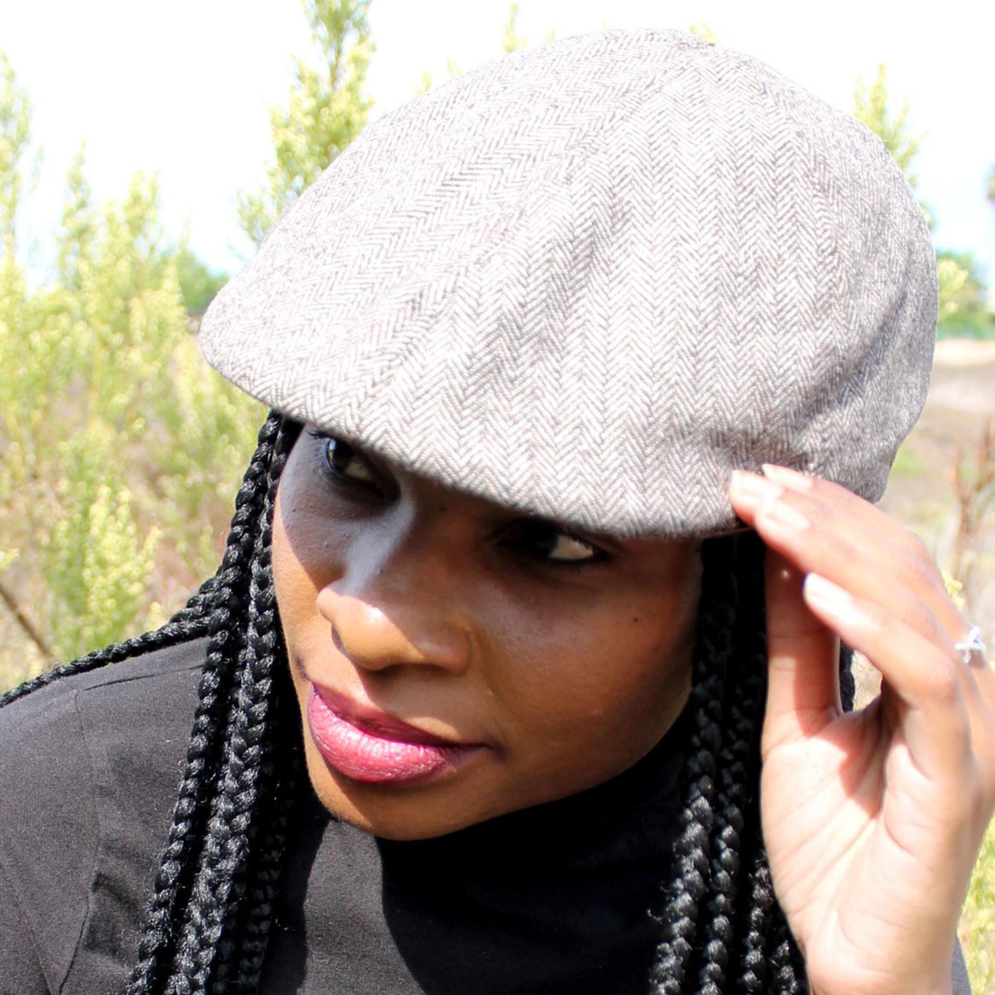 Jaxon Hats | Herringbone Wool Blend Duckbill Ivy Cap | 167552 | lsfone | GREY