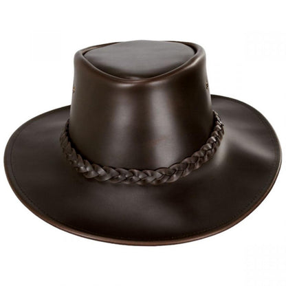 Jaxon Hats | Crusher Leather Outback Hat | 147202 | front | BROWN