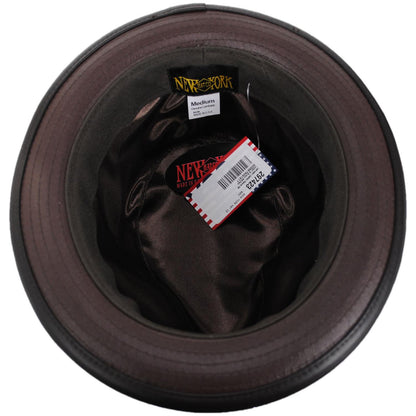 NEW YORK HAT CO | Lambskin Leather Fedora Hat | 142007 | under | BROWN