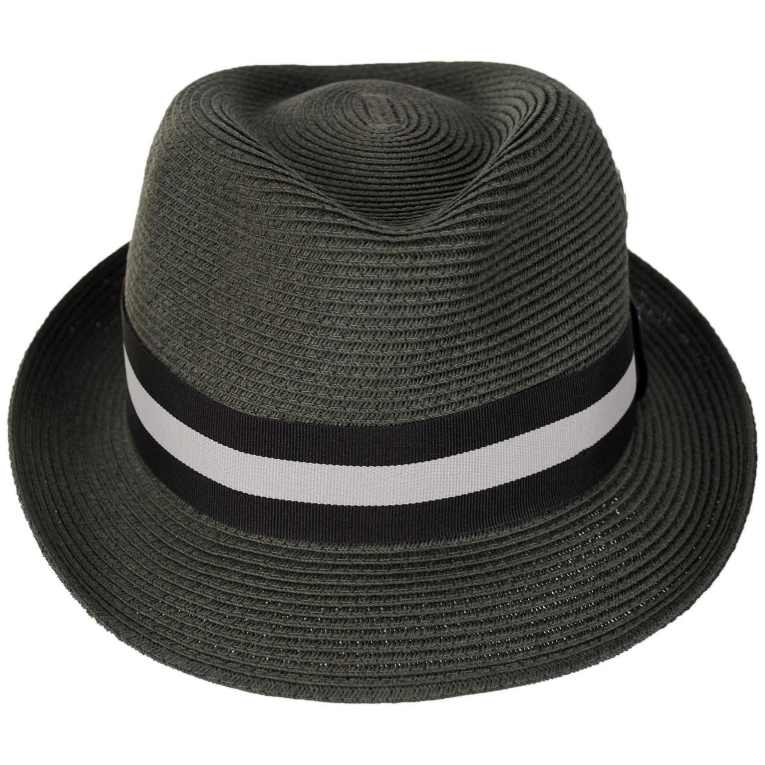 Jaxon Hats | Ridley Toyo Straw Trilby Fedora Hat | 129000 | front | OLIVE GREEN