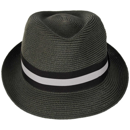 Jaxon Hats | Ridley Toyo Straw Trilby Fedora Hat | 129000 | front | OLIVE GREEN
