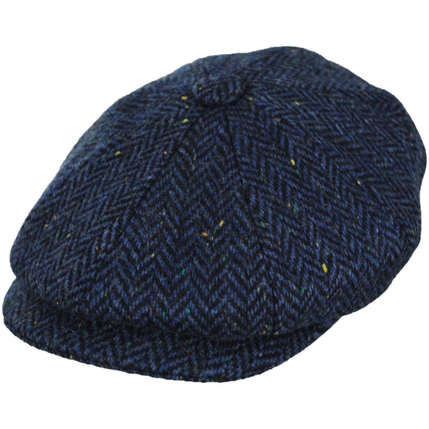 Jaxon Hats | Cambridge Herringbone Wool Newsboy Cap | 167778 | lead | NAVY BLUE