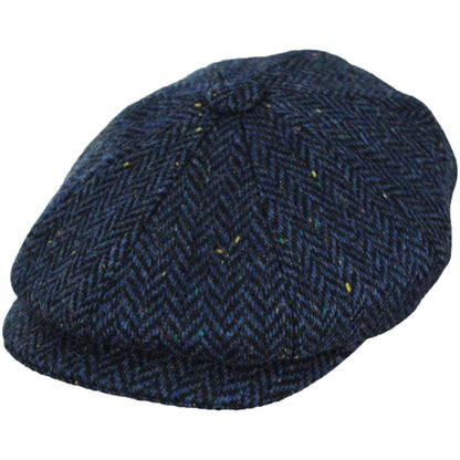 Jaxon Hats | Cambridge Herringbone Wool Newsboy Cap | 167778 | lead | NAVY BLUE
