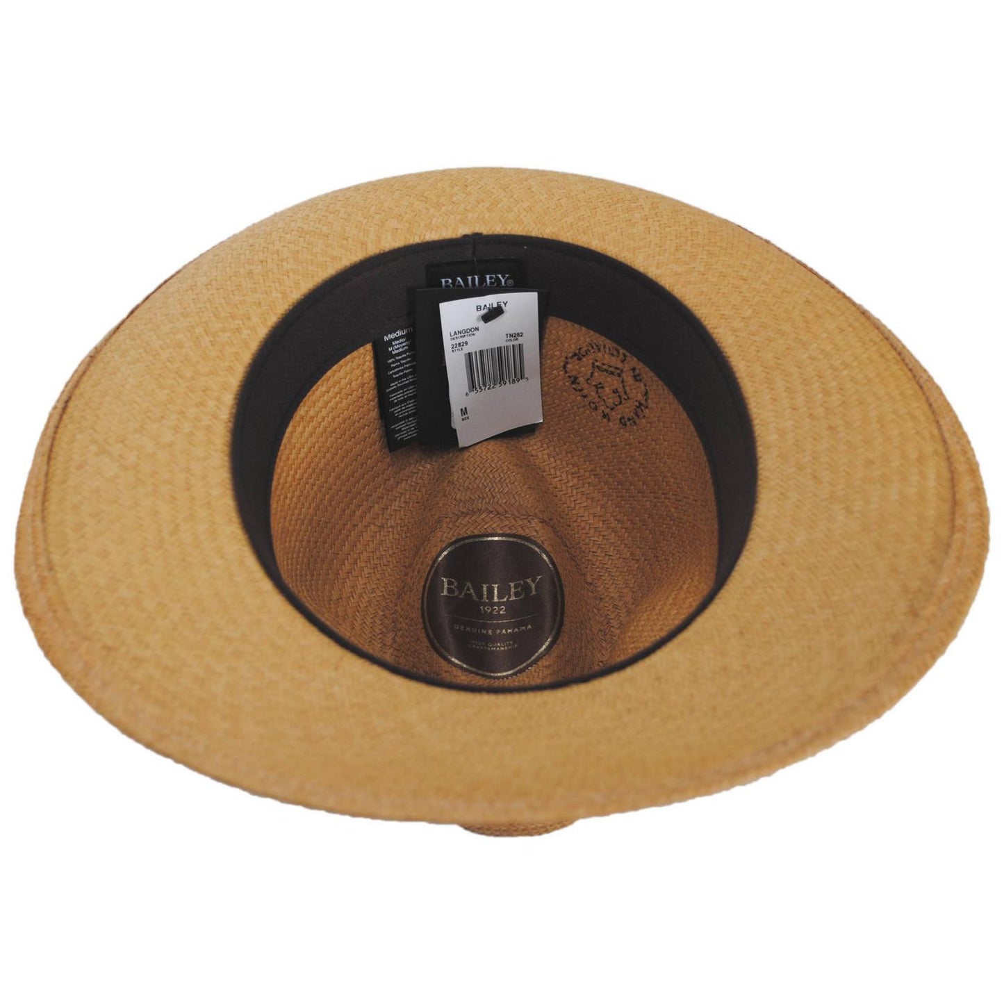 Bailey 1922 | Langdon Panama Straw Fedora Hat | 127934 | under | TAN