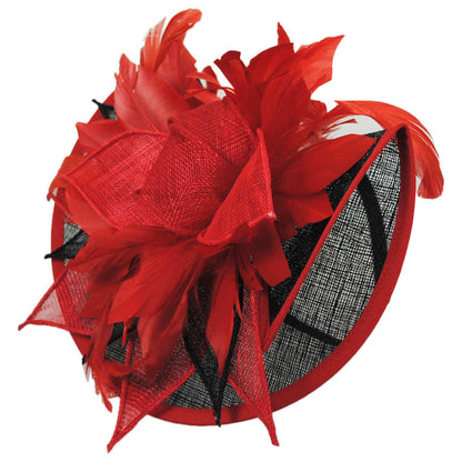 Sophia | Two Tone Folded Sinamay Straw Fascinator Hat | 122902 | lead | RED
