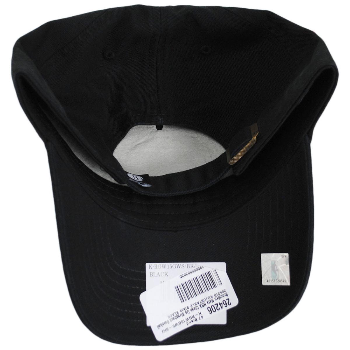 47 Brand | Brooklyn Nets NBA Clean Up Strapback Baseball Cap Dad Hat | 204210 | under | BLACK