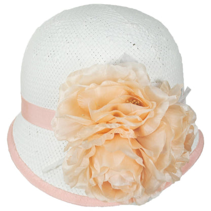 Kathy Jeanne | Peony Trio Toyo Straw Cloche Hat | 122440 | profile | WHITE/PEACH