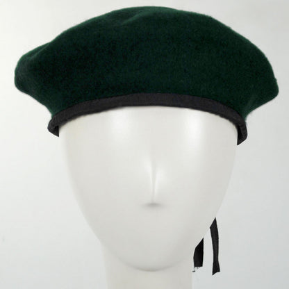 Village Hat Shop | Wool Military Beret - Dark Green | 152540DG | front | DARK GREEN