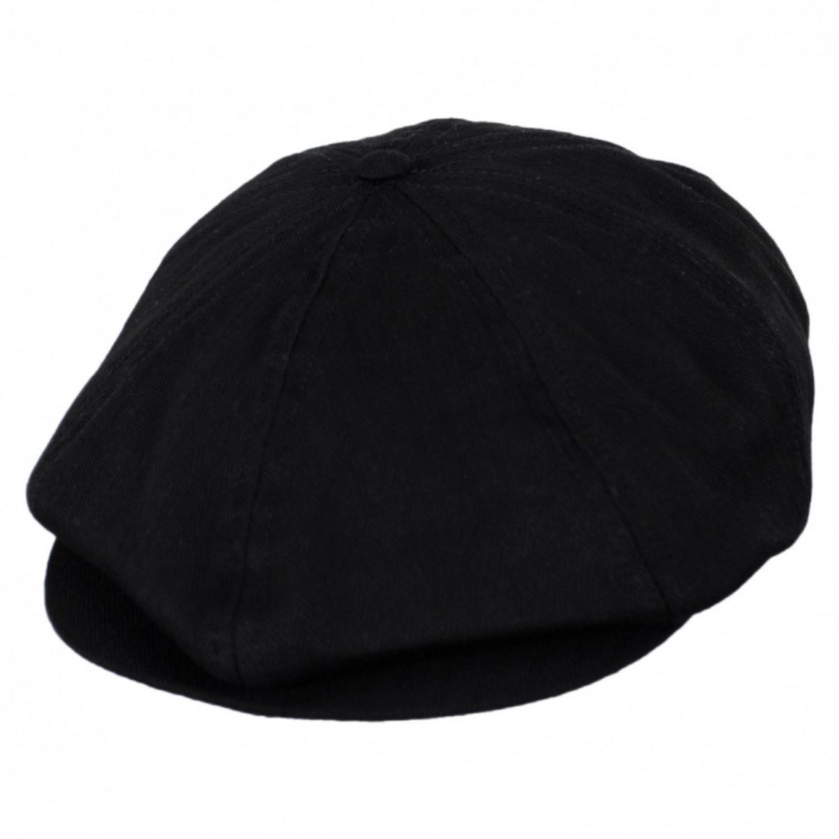 BRIXTON HATS | Brood Tonal Herringbone Cotton Newsboy Cap | 161500 | lead | BLACK