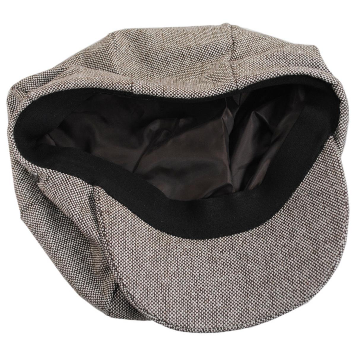 Jaxon Hats | Marl Tweed Wool Blend Big Apple Cap | 167725 | under | BROWN