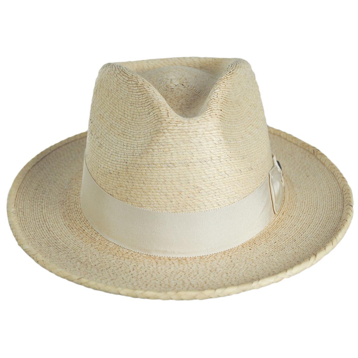 BRIXTON HATS | Swindle Palm Straw Fedora Hat | 128365 | front | NATURAL/NATURAL