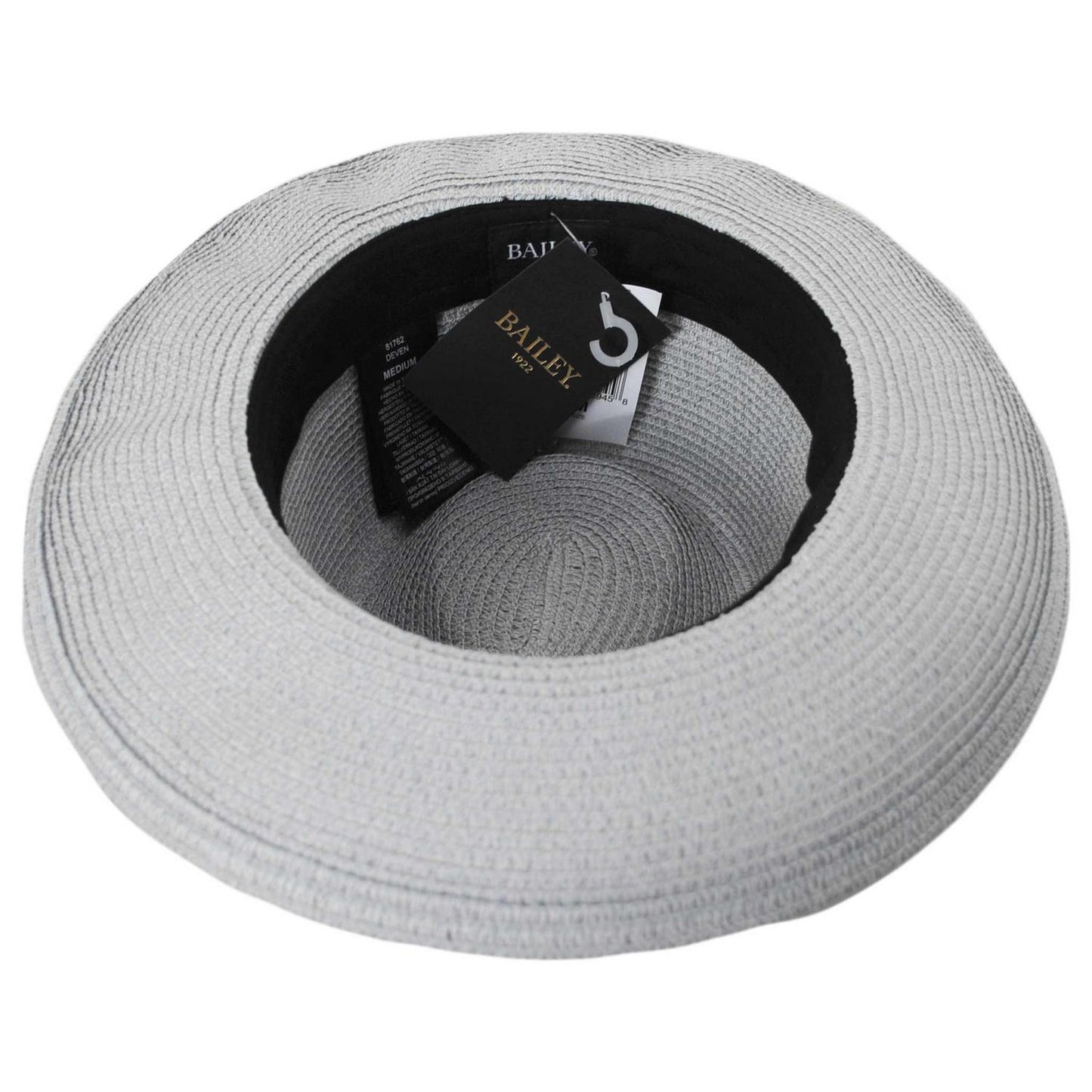 Bailey 1922 | Deven Braided Toyo Straw Fedora Hat | 127941 | under | GREY
