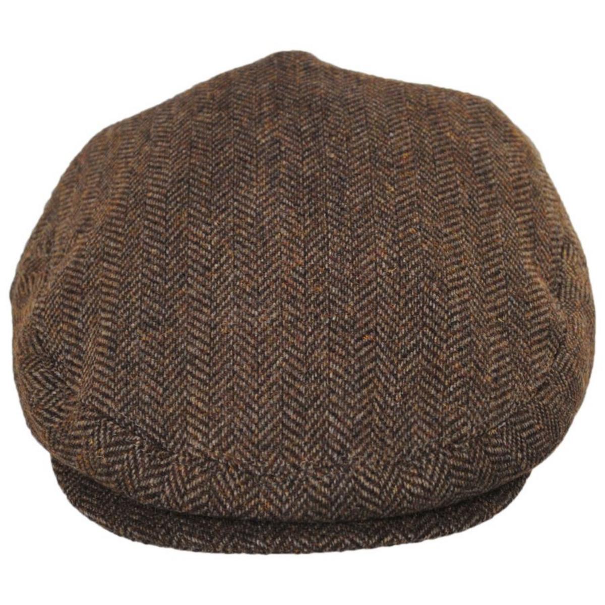 Jaxon Hats | Bird Rock Herringbone Wool Blend Ivy Cap | 167571 | front | MOCHA