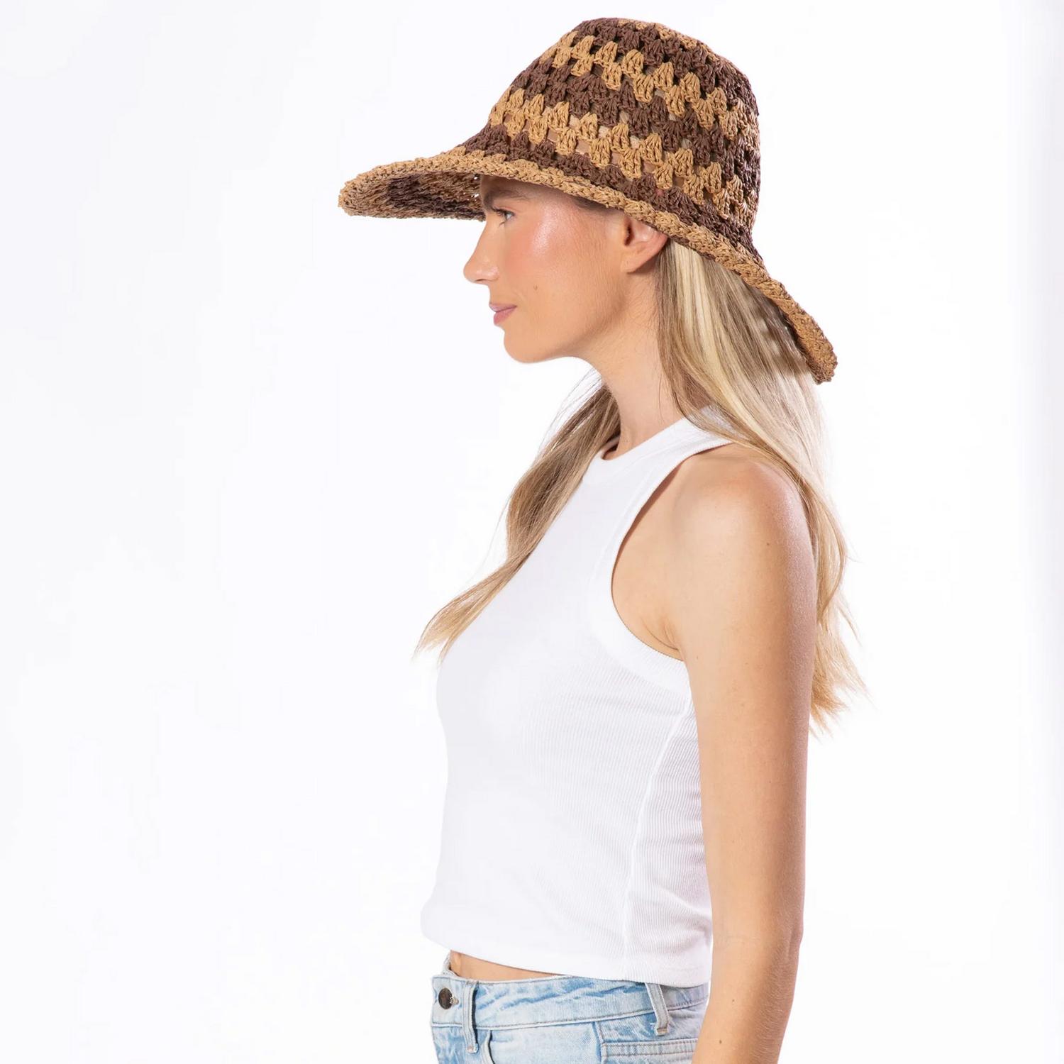 San Diego Hat Company | Julep Toyo Straw Sun Hat | 103598 | lsftwo | BROWN STRIPE