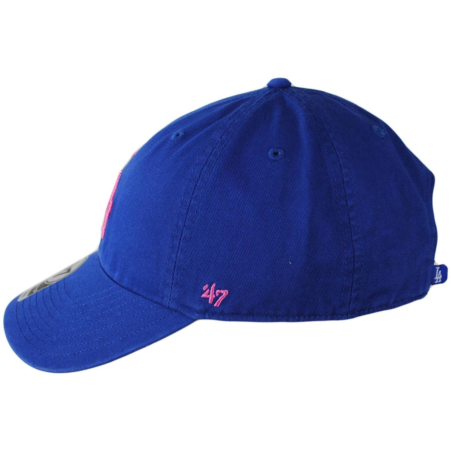 47 Brand | Los Angeles Dodgers MLB Clean Up Strapback Baseball Cap Dad Hat | 203042 | profile | ROYAL/HOT PINK