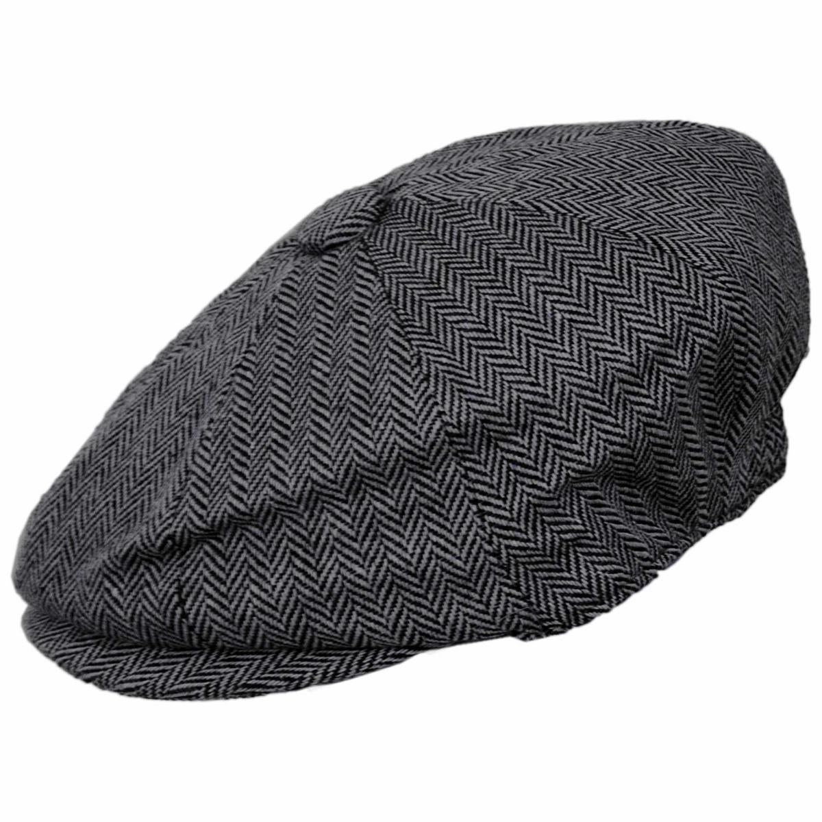 Jaxon Hats | Kid's Herringbone Wool Blend Newsboy Cap | 512100 | profile | CHARCOAL