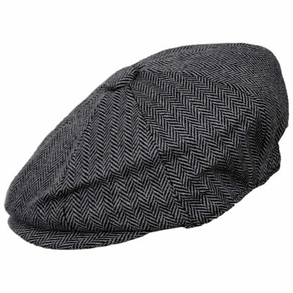 Jaxon Hats | Kid's Herringbone Wool Blend Newsboy Cap | 512100 | profile | CHARCOAL