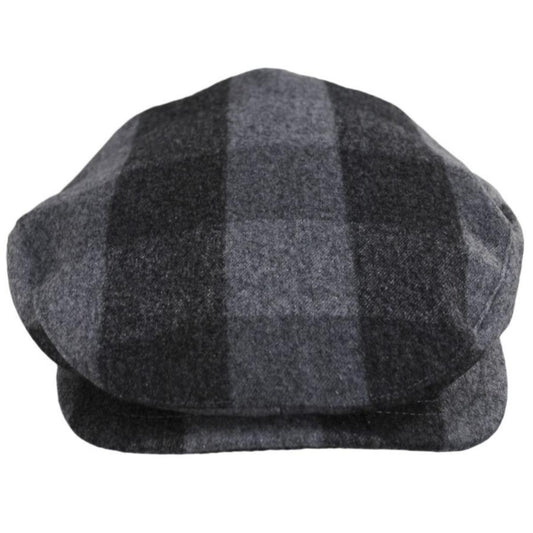 Baskerville Hat Company | Danbury Wool Check Square Bill Ivy Cap | 167664 | front | GREY