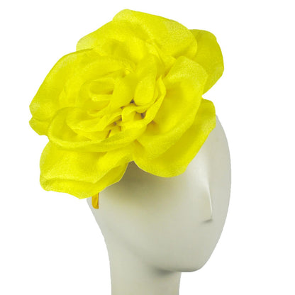 Sophia | 3-in-1 Rose Bloom Fascinator Hat | 122901 | front | YELLOW