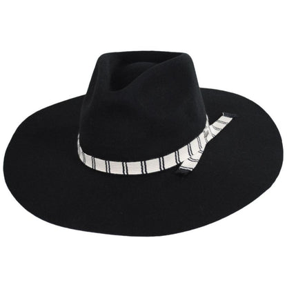 BRIXTON HATS | Leigh Wool Felt Wide Brim Fedora Hat | 123932 | lead | BLACK