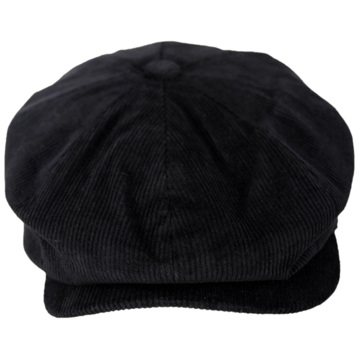 BRIXTON HATS | Brood Baggy Cotton Corduroy Newsboy Cap | 161549CD | front | BLACK CORDUROY