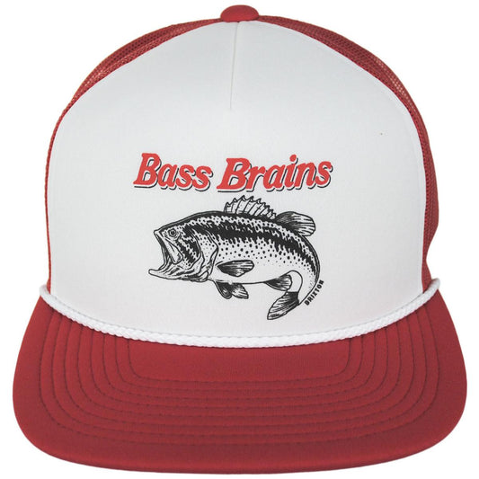 BRIXTON HATS | Bass Brains Foam and Mesh Trucker Snapback Baseball Cap | 201860 | front | CRIMSON/WHITE/CRIMSON