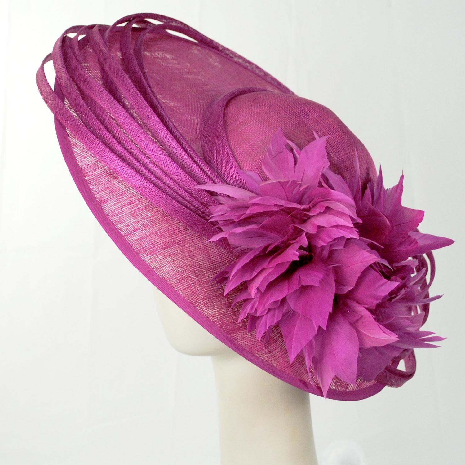Lily & Taylor | Saturnalia Sinamay Straw Fascinator Hat | 124274 | profile | FUCHSIA