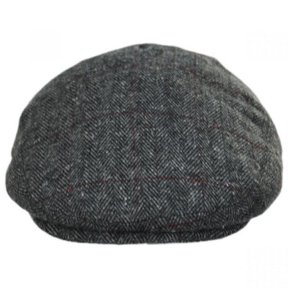 Jaxon Hats | Cosmo Herringbone Plaid Wool Blend Ivy Cap | 167560 | front | GREY