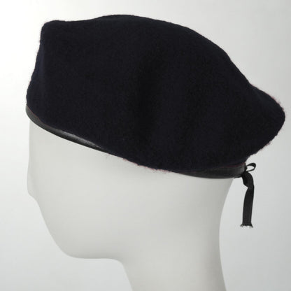 Village Hat Shop | Wool Military Beret with Lambskin Band | 151106 | profile | BLACK