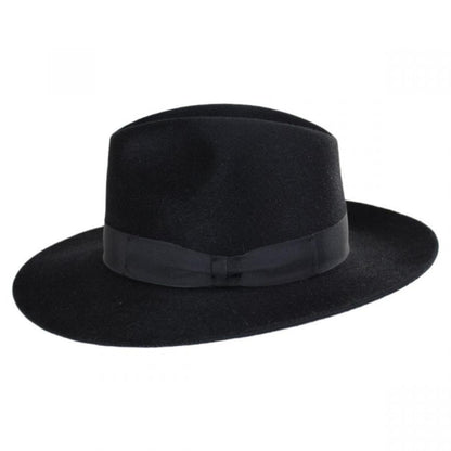 Stefeno Hats | Buck Fur Felt Wide Brim Fedora Hat | 136068 | profile | BLACK