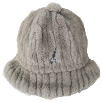 Kangol | Striped Faux Fur Casual Hat | 185835 | front | GREY DEBOSSED STRIPE