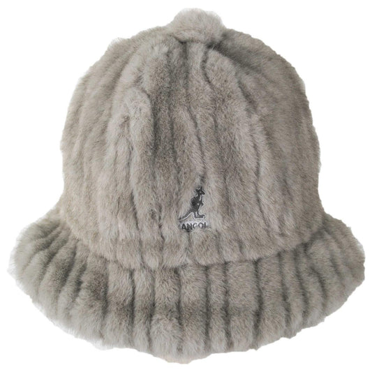 Kangol | Striped Faux Fur Casual Hat | 185835 | front | GREY DEBOSSED STRIPE