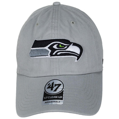 47 Brand | Seattle Seahawks NFL Clean Up Strapback Baseball Cap Dad Hat | 203590 | front | GRAY