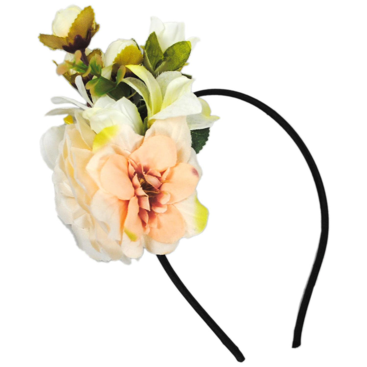 Jeanne Simmons | Flower Bouquet Fascinator Headband | 120719 | lead | CREAM