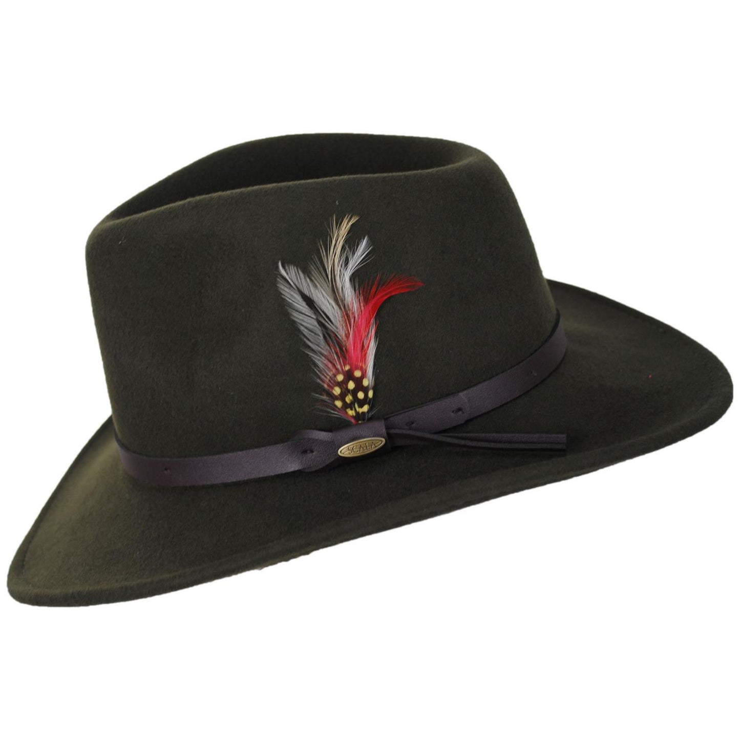 Scala | Stampede Wool Crushable Outback Hat | 130478 | profile | OLIVE