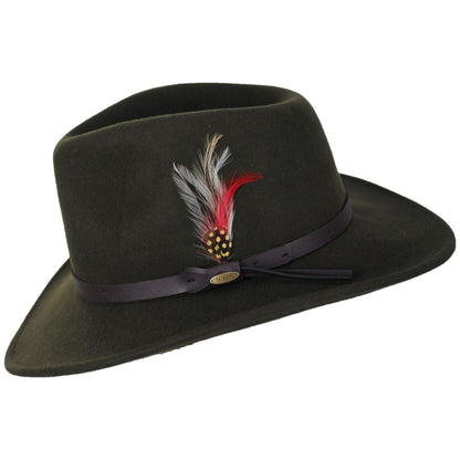 Scala | Stampede Wool Crushable Outback Hat | 130478 | profile | OLIVE
