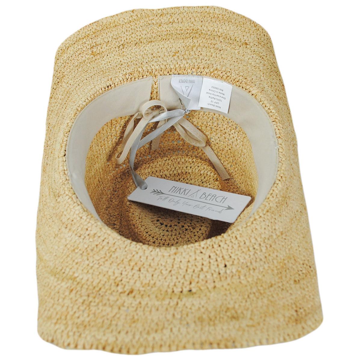 NIKKI BEACH | Morgan Crochet Raffia Straw Western Hat | 102663 | under | NATURAL/BLUE