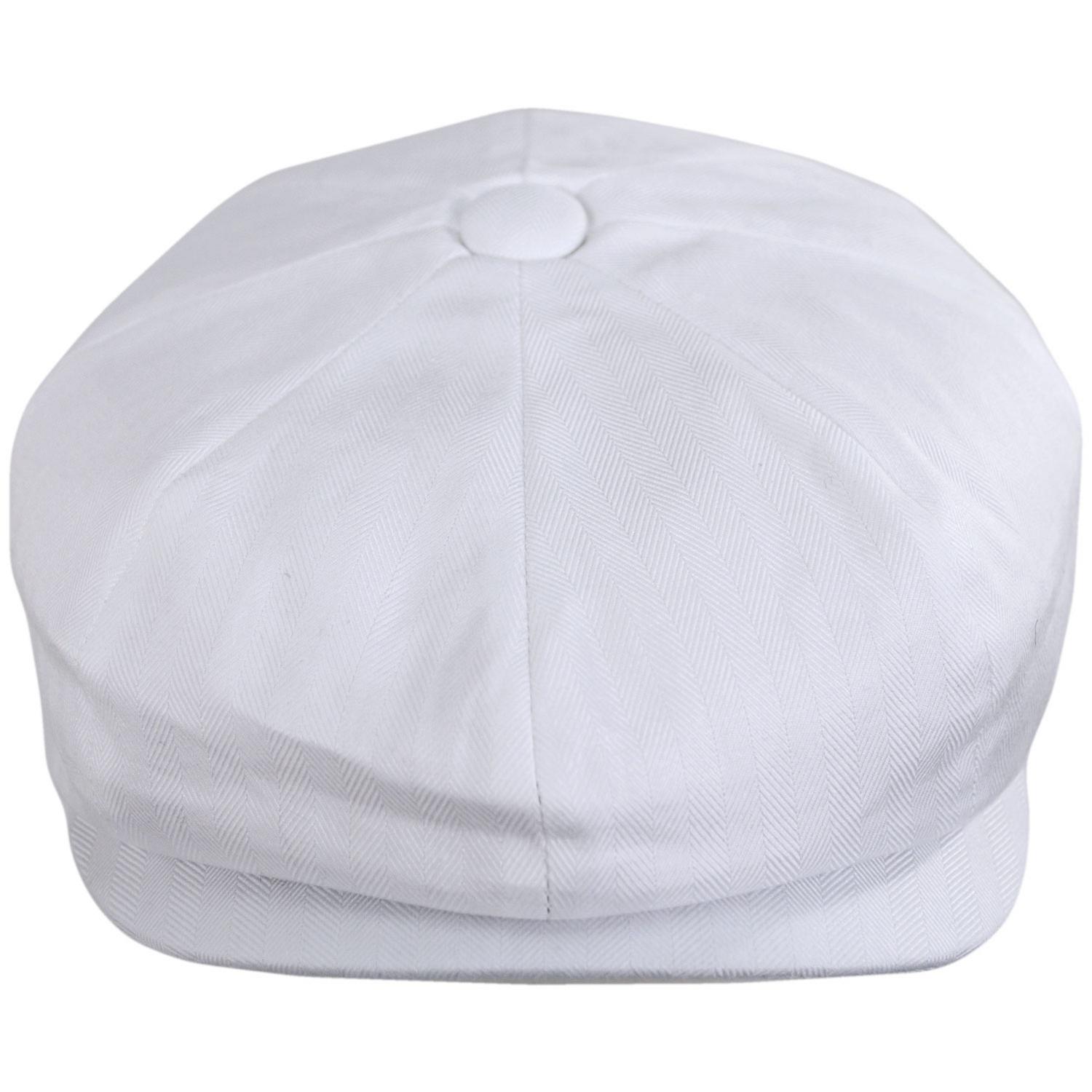 Baskerville Hat Company | Glasbury Cotton Herringbone Newsboy Cap | 167681 | front | TAUPE