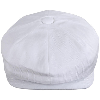 Baskerville Hat Company | Glasbury Cotton Herringbone Newsboy Cap | 167681 | front | TAUPE