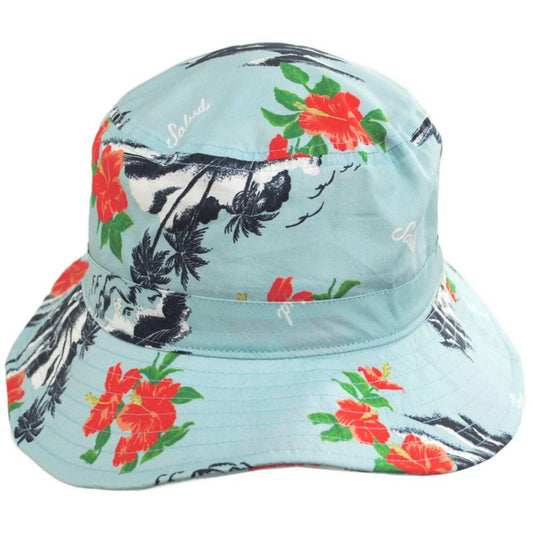BRIXTON HATS | Petra Luau Print Packable Bucket Hat - FINAL SALE | 185547 | front | CANAL BLUE