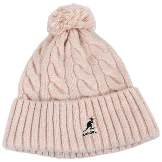 Kangol | Pompom Cable Knit Beanie Hat | 500410 | lead | LIGHT PINK