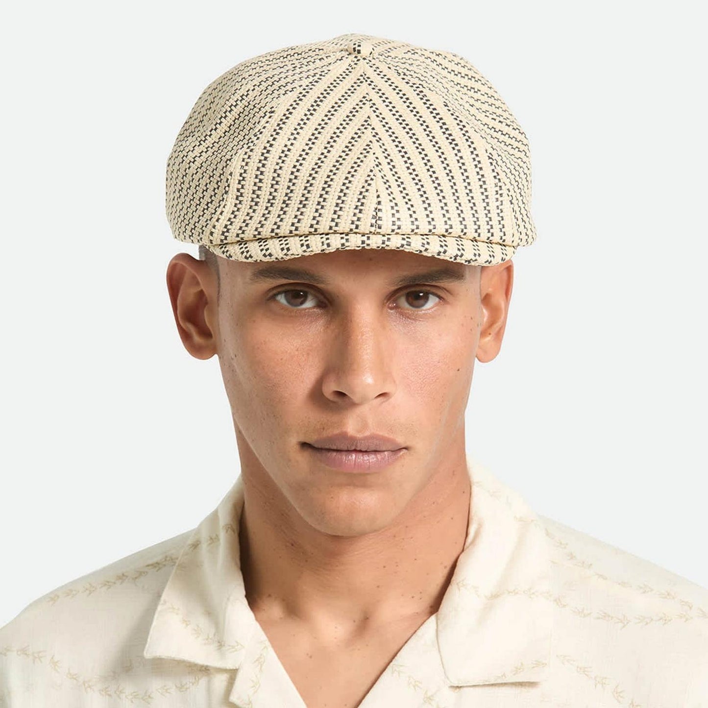 BRIXTON HATS | Brood Straw Lightweight Newsboy Cap | 161558 | lsmtwo | NATURAL/BLACK STRAW