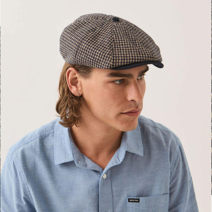 BRIXTON HATS | Brood Wool Houndstooth Newsboy Cap | 161581 | lsmtwo | NAVY/SAND HOUNDSTOOTH