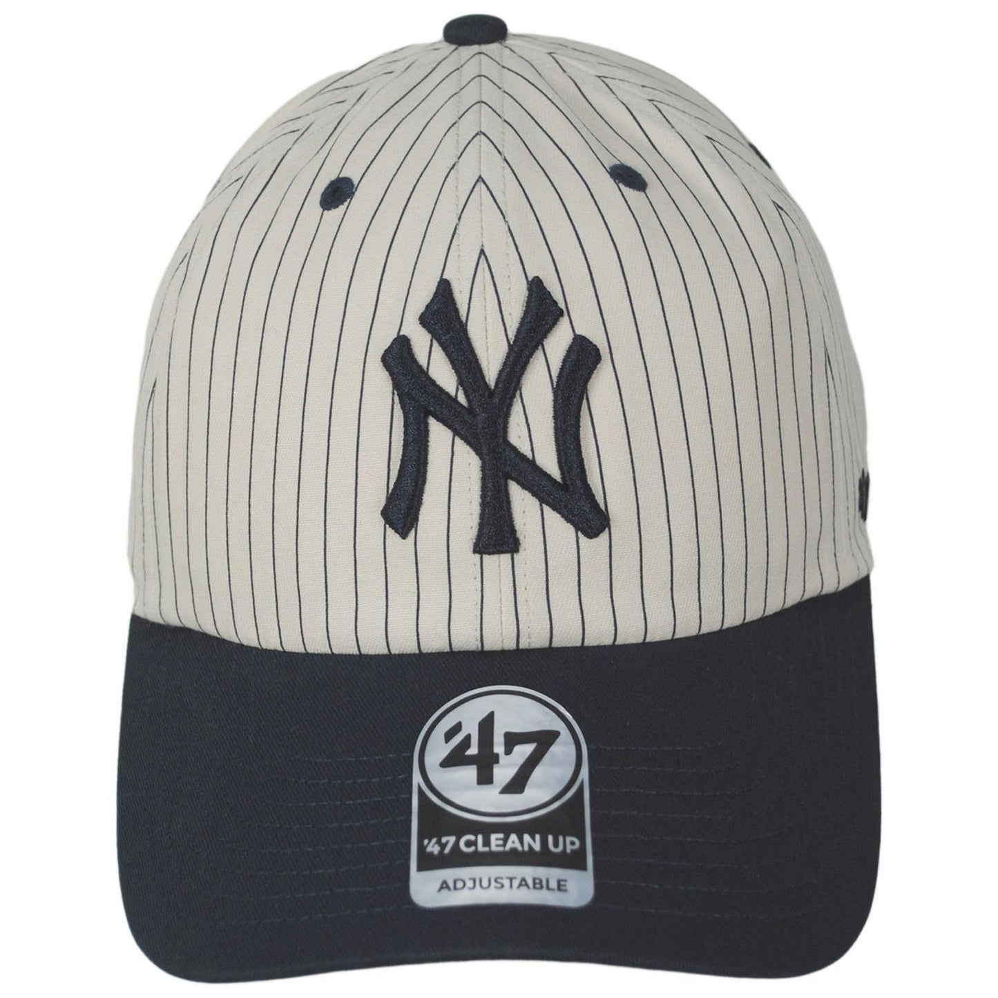 47 Brand | New York Yankees MLB Clean Up Strapback Baseball Cap Dad Hat | 203142 | front | NATURAL