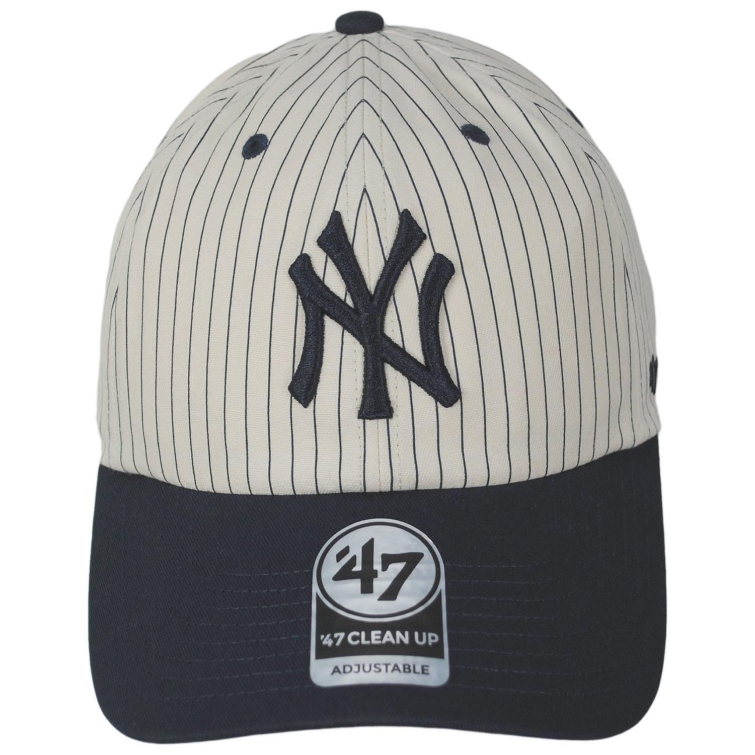 47 Brand | New York Yankees MLB Clean Up Strapback Baseball Cap Dad Hat | 203142 | front | NATURAL