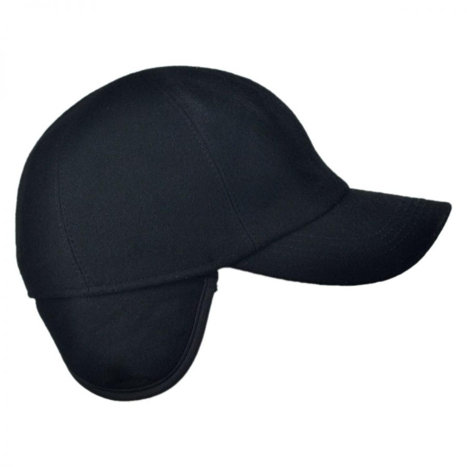 Wigens Caps | Melton Wool Earflap Baseball Cap | 223005 | under | BLACK
